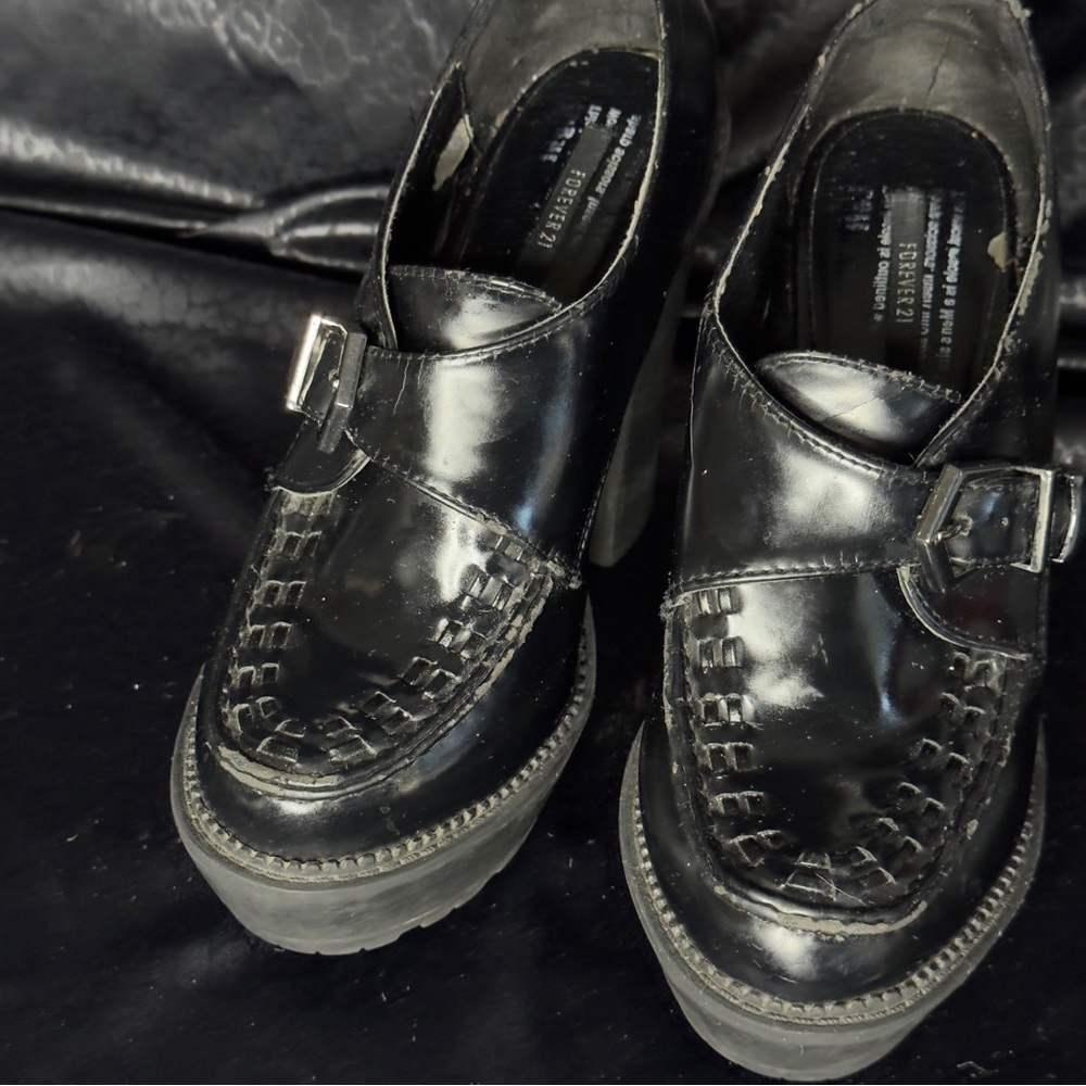 Forever 21 Black Platform Creepers Size 7.5 - Picture 3 of 8